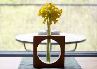 Spring blossom with the yellow flowers in vase