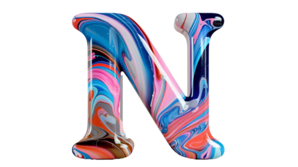 Fun Letter N on transparent background