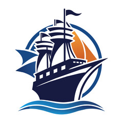 ship logo vector art illustration