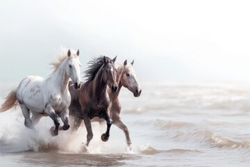 Running horses on the sea
