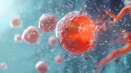 Professional stock image of a 3D rendered embryonic stem cell, emphasizing its crucial role in medical research and therapeutic applications