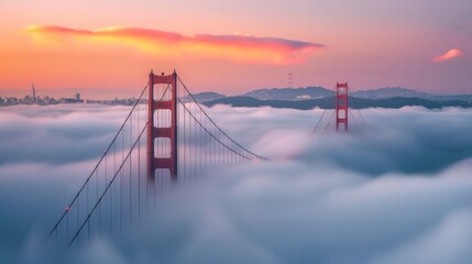 Mystical Silhouette: Capture the silhouette of the Golden Gate Bridge against the backdrop of a...