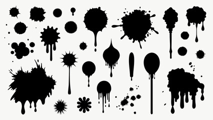 graphics of black spots of various shapes and sizes on an isolated background