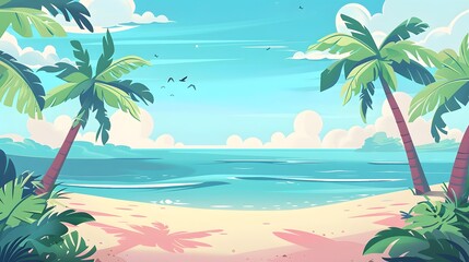 Fototapeta premium Tropical beach paradise with serene blue skies