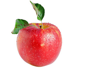 Red Apple with leaves Isolated on a Transparent Background