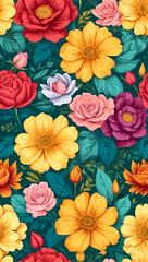 Beautiful seamless vector floral pattern, spring summer background with tropical flowers, palm leaves, jungle leaf, rose, bird of paradise flower. Exotic wallpaper, Hawaiian style, watercolour style