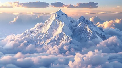 A breathtaking mountain range with snow-capped peaks rising into the clouds. - Powered by Adobe