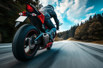 Super sport motorbike on the speed, dynamic motion effect blurred background
