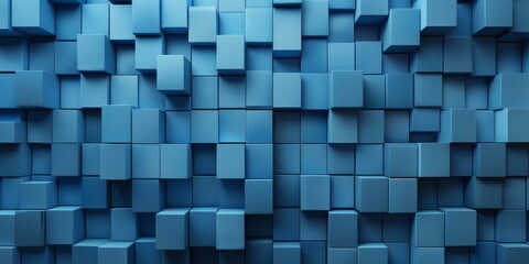 Blue abstract background of randomly sized cubes