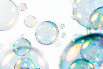 bubbles are being floating on a white background