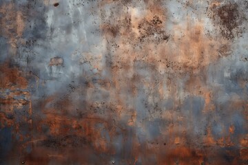 Blue and orange rusty metal wall texture background
