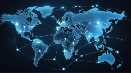 Cyber Tech World Illustration. Visualizing Global Networks Suitable for Background