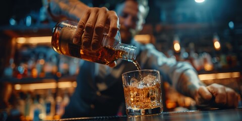 Whisky Pouring Into Glass