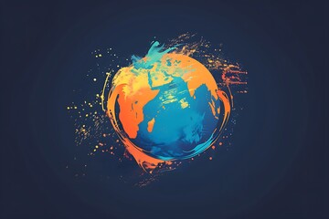 Colorful Earth Globe Splash - Modern Graphic Designer Logo Style