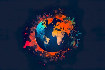 Colorful Earth Globe Splash - Modern Graphic Designer Logo Style