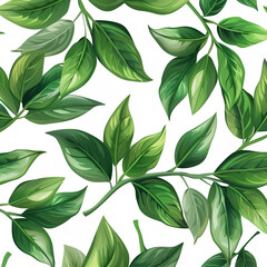 a seamless pattern of green leaves, on a white background