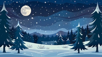 Winter night s serenity enveloped by a snowy forest embrace