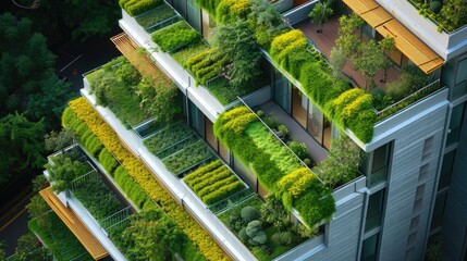 Green initiatives such as rooftop gardens, vertical farms, and eco-friendly buildings promoting sustainability and environmental stewardship