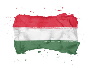 Flag of Hungary, brush stroke background.  Flag Hungary on white background. Watercolor style for your design, app, UI.  EPS10.