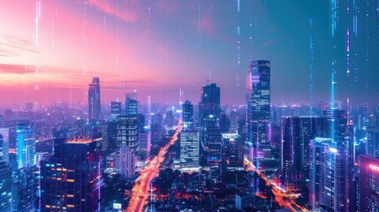 Fototapeta premium The pulse of the city's economy, with professionals and entrepreneurs driving innovation, growth, and prosperity in the global marketplace