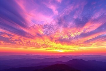 Obraz premium Amazing sunset sky over the mountains