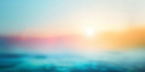 Obraz premium Blurred background with soft light, pastel colors, . Blurred fog and waves on a blurred blue ocean. Blurred abstract backgrounds, sky, clouds, sunset and sunrise