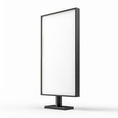 Black digital signage mockup isolated on white background 3d rendering