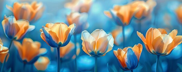 blue and yellow tulips