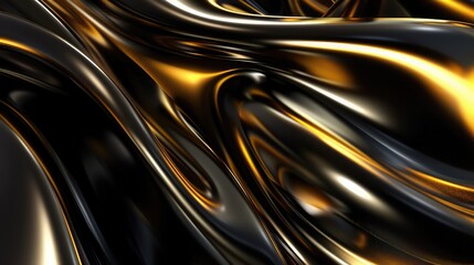 Abstract black and gold background, 3d rendering, 3d illustration ,metal fluid background, texture metallic, abstract liquid, design modern, shiny ink, gradient flow, splash metal fluid background