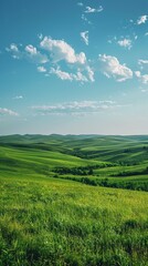 Obraz premium idyllic green rolling hills landscape