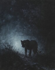 Naklejka premium panther in the moonlight
