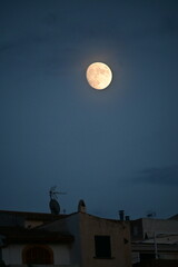 La Luna Llena: Espectáculo Celestial en la Oscuridad de la Noche, Su Resplandor Plateado Pintando...