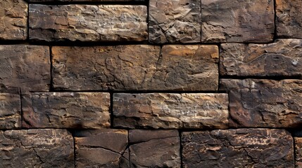 A detailed closeup of a brown brick wall made of rectangular bricks, a classic building material composed of composite materials like wood and rock hyper realistic 