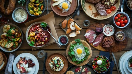 Fototapeta premium healthy foods for summer season decorated on wooden table