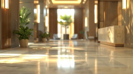 Fototapeta premium Abstract blur interior hotel lobby background . hyper realistic 