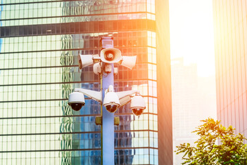 CCTV camera in a metropolis, protecting public order