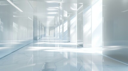 Futuristic White Marble Hallway