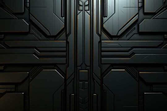 Black Metal Futuristic Sci-fi Wall Panel Background Texture