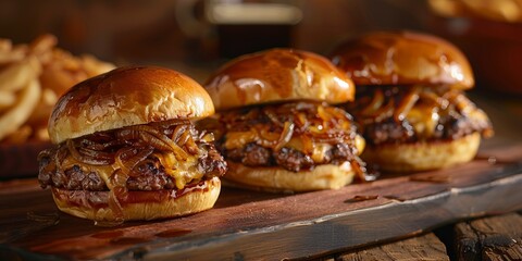 gourmet beef sliders with cheese and caramelized onions