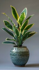 Alocasia lauterbachiana potted in a ceramic pot