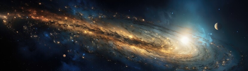 A planet is seen in the middle of a spiral galaxy