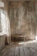 An Empty Room with a Bench