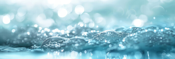 Blurred light blue background with water and bokeh, blurred sea surface, abstract blurred background in water surface, 