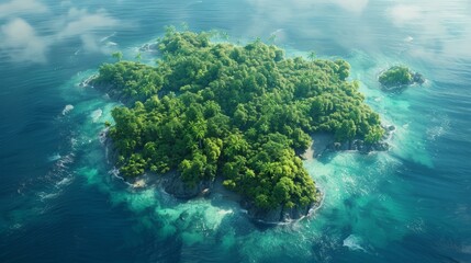 Fototapeta premium Small tropical island with palm trees