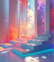 Pink and Blue Abstract Minimalist 3D Room