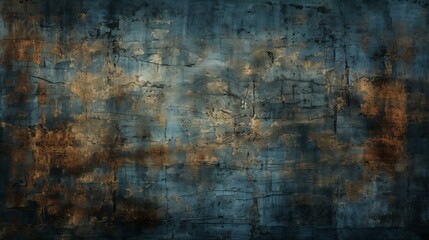 Blue and gold abstract painting