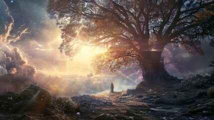 Fototapeta premium Illumination concept and finding God hyper realistic 