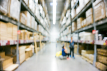 Store box blurred on shelf