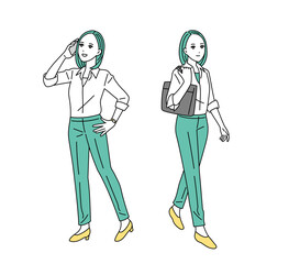 外回りする企画ビジネスパーソンの全身イラスト