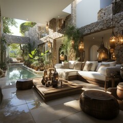 Tropical luxury villa with pool and outdoor living area